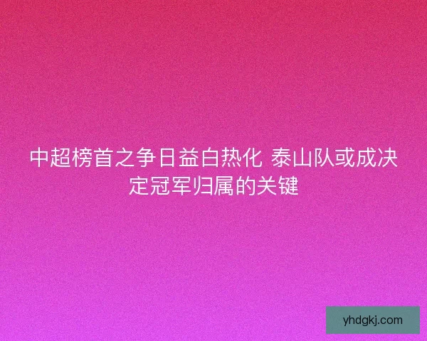 中超榜首之争日益白热化 泰山队或成决定冠军归属的关键